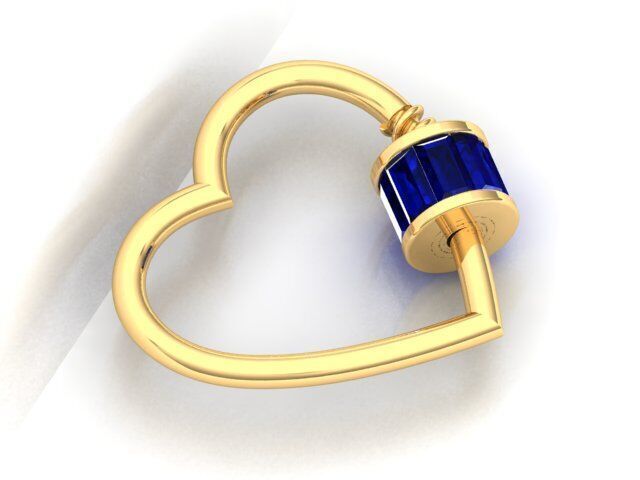Baguette Heart Carabiner Lock 3D print model_4
