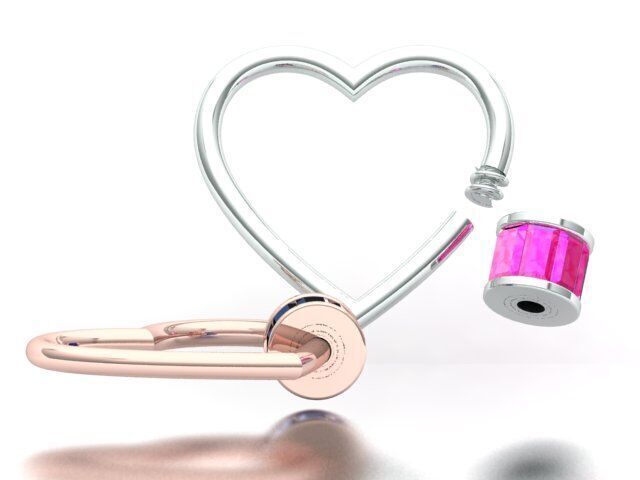 Baguette Heart Carabiner Lock 3D print model_2