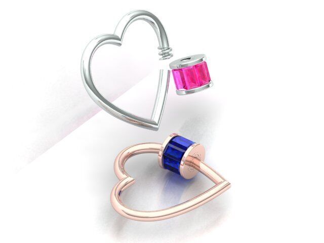 Baguette Heart Carabiner Lock 3D print model_7