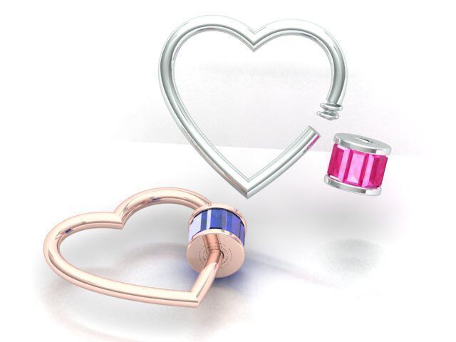 Baguette Heart Carabiner Lock 3D print model_3