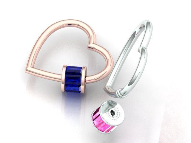 Baguette Heart Carabiner Lock 3D print model_10