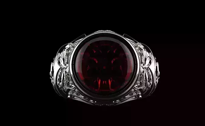 Signet ring cabochon round 3D print model