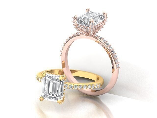 Diamond Emerald  Wedding Ring 3D print model