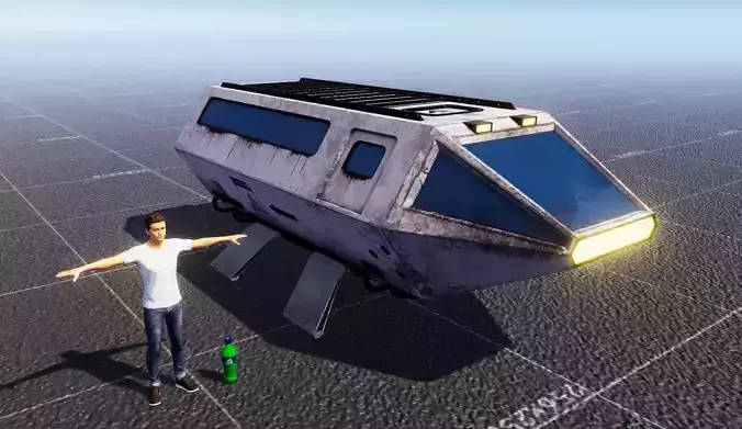 Sci Fi Transport Shuttle Dropship Game Ready Spaceship