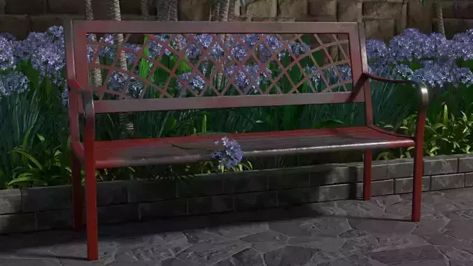 Nr-07 Bench Steel Low-poly 3D model