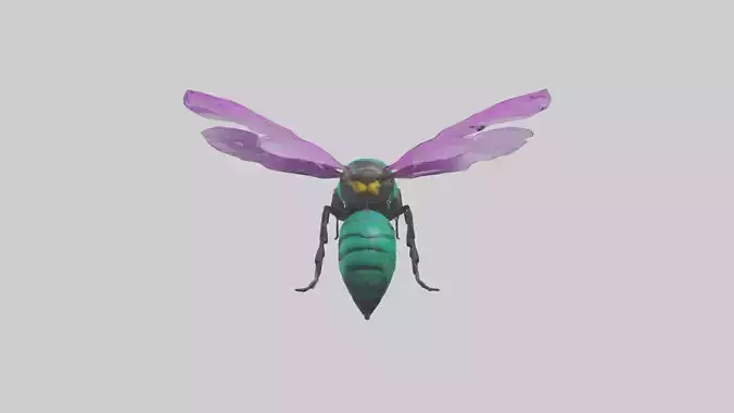 Cattleya Orchid bee flying model 3D model