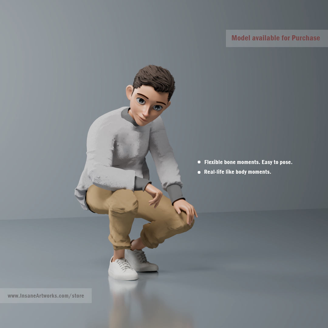 Teen Guy 3d rigged mesh for animation 3D model 3D model_5