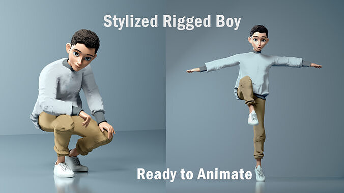 Teen Guy 3d rigged mesh for animation 3D model 3D model