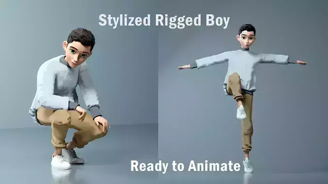 Teen Guy 3d rigged mesh for animation 3D model