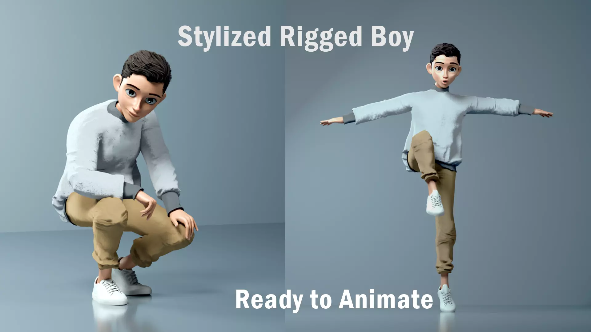 Teen Guy 3d rigged mesh for animation 3D model 3D model_0