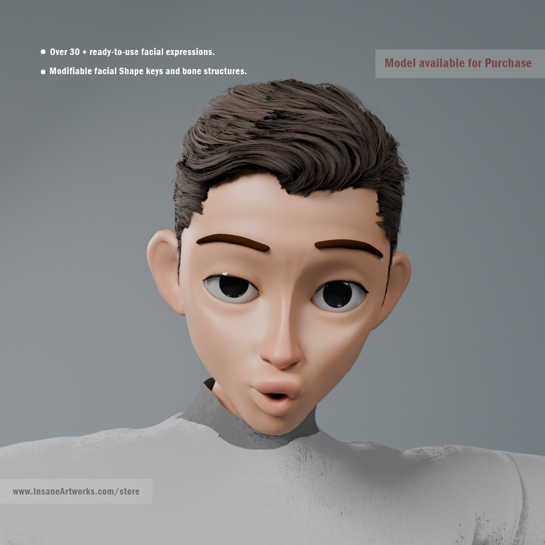 Teen Guy 3d rigged mesh for animation 3D model 3D model_2