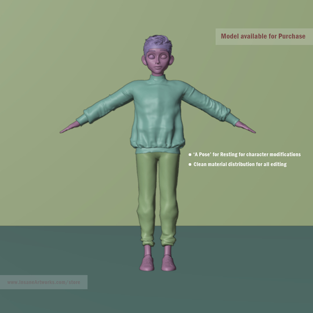 Teen Guy 3d rigged mesh for animation 3D model 3D model_3