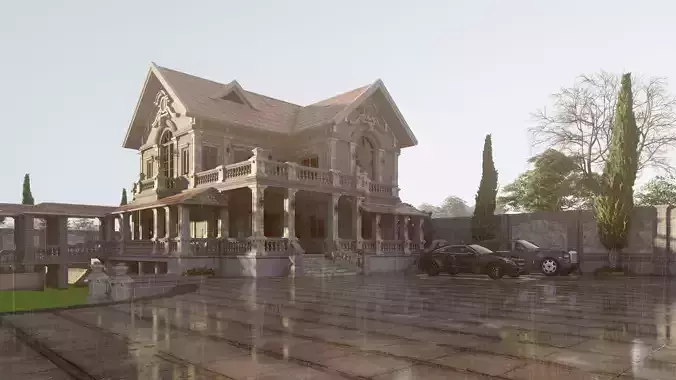 Classic Casa Scene-villa-modern house 3D model