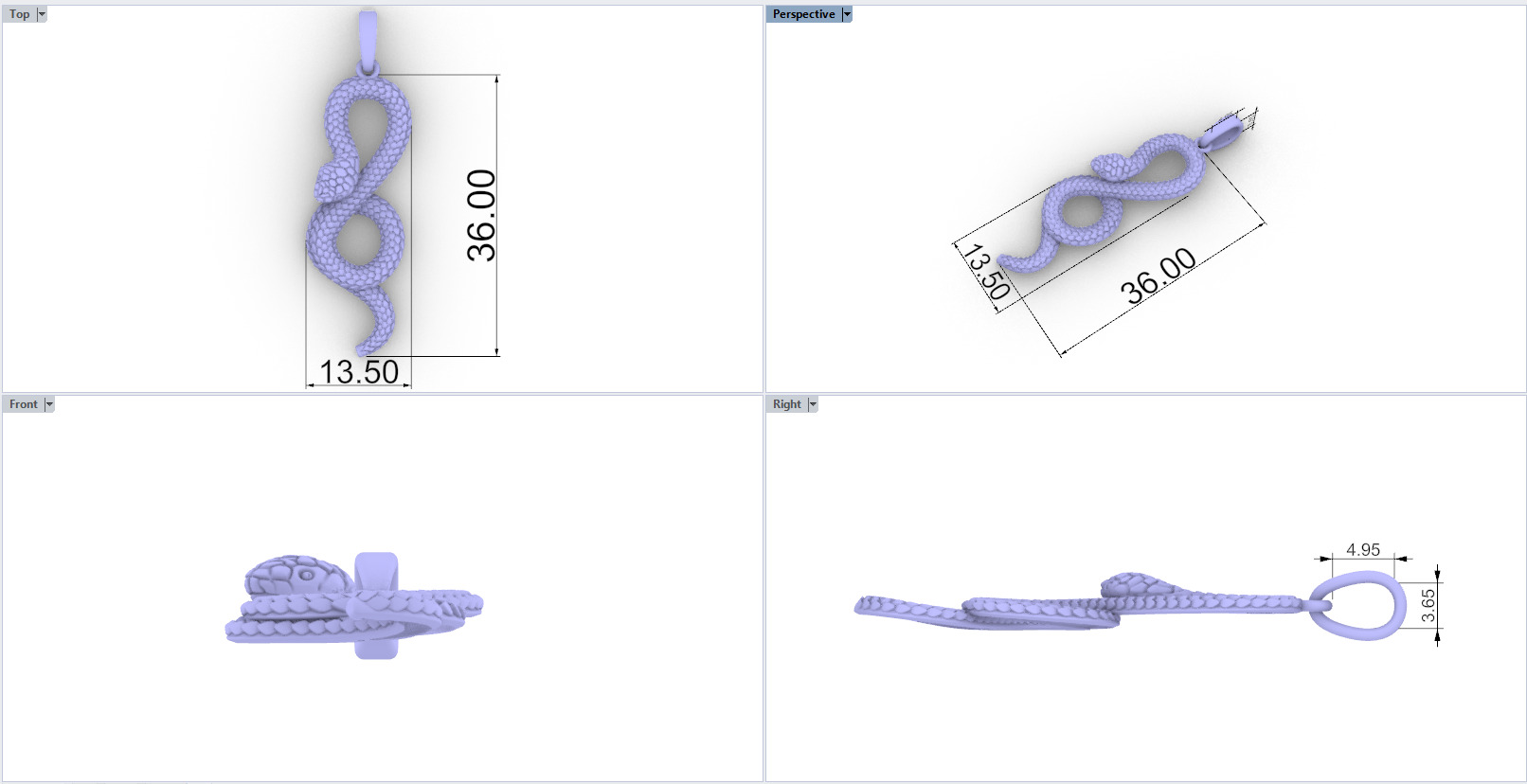 lightweight eternity snake pendant model 964 3D print model_3