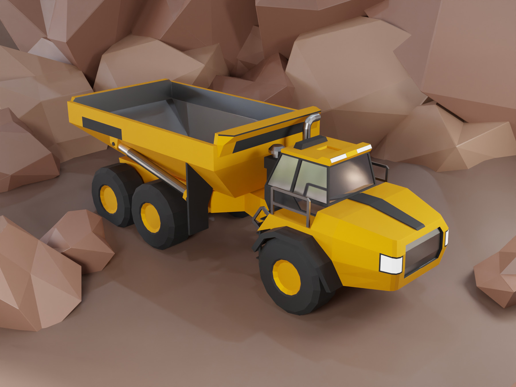 Articulated Hauler Heavy Vehicle Low-poly 3D model_1