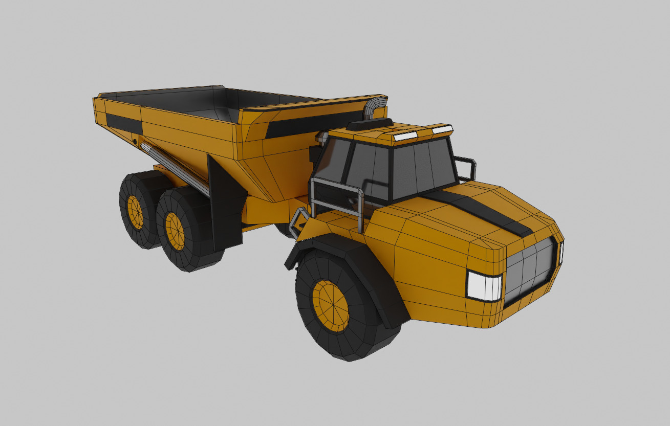 Articulated Hauler Heavy Vehicle Low-poly 3D model_5