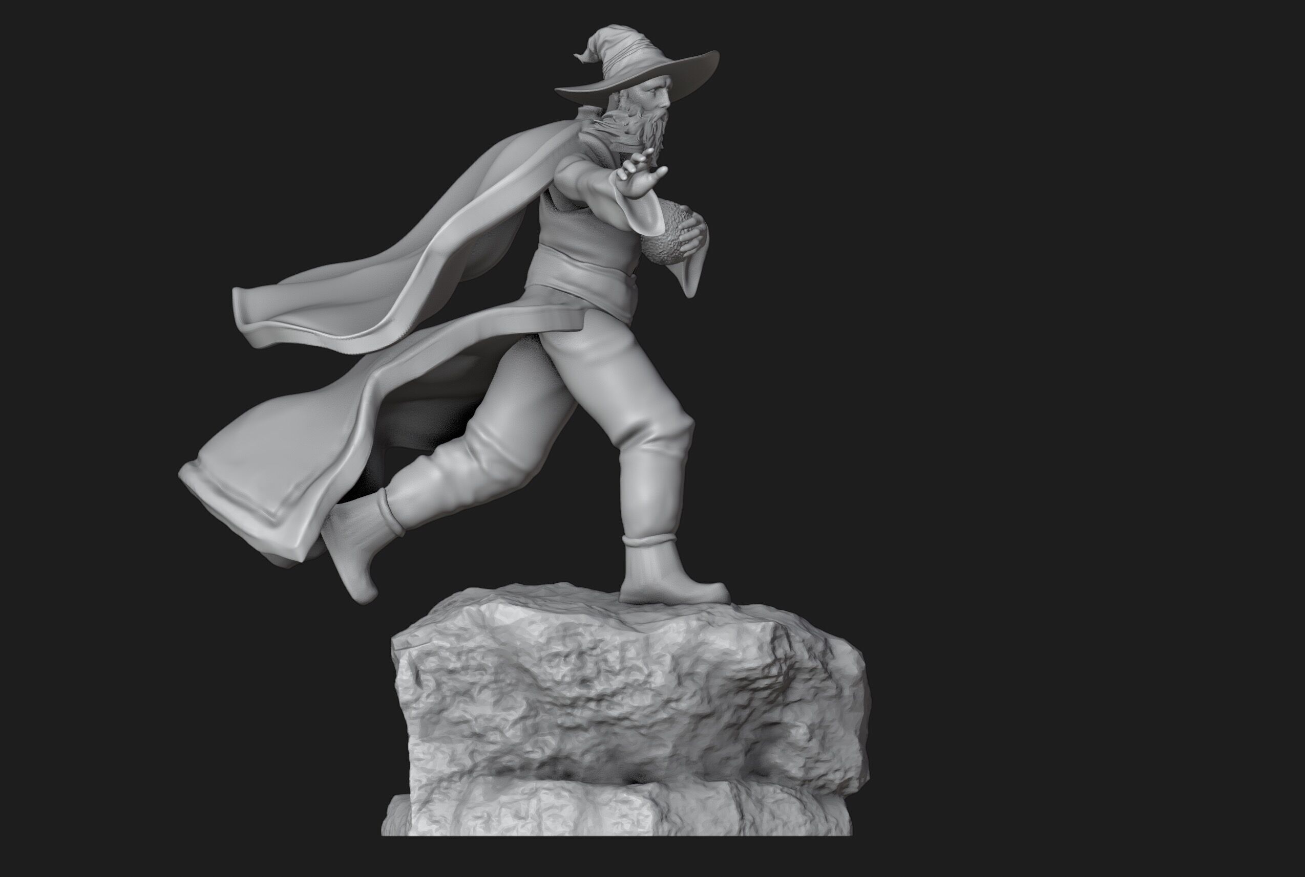 Wizard Running with a Magical Egg 3D print model_4