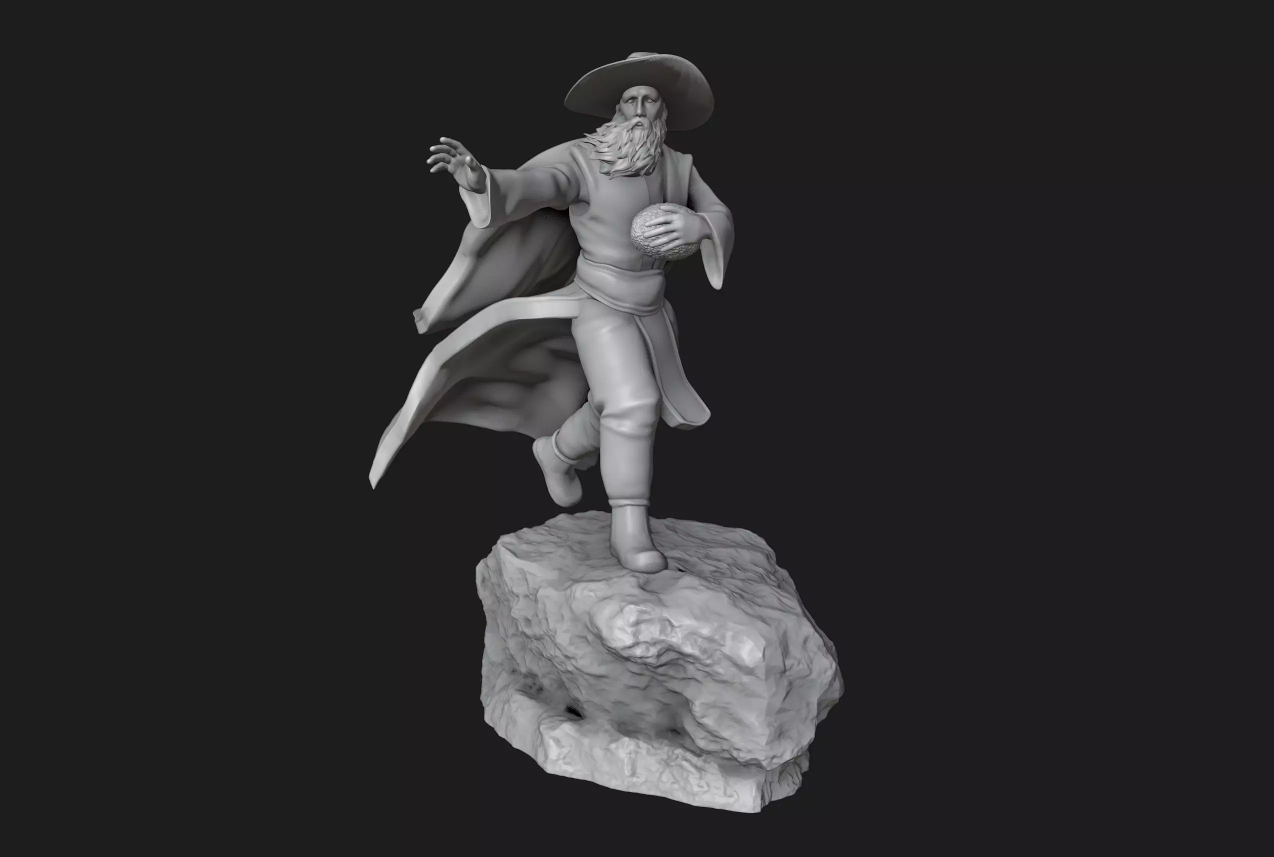 Wizard Running with a Magical Egg 3D print model_0