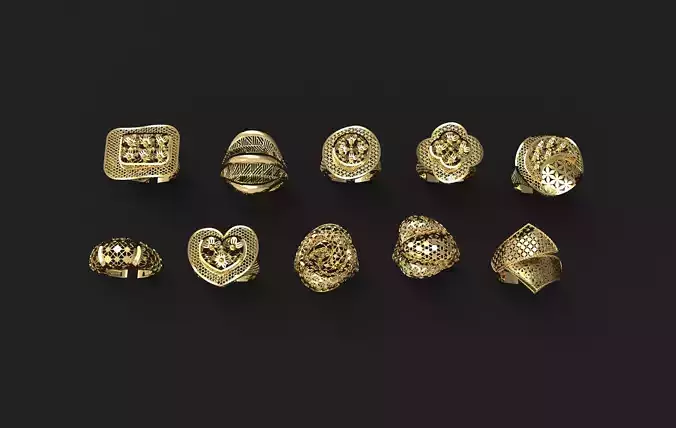 10 New lux rings  ready to print jewelry jwellery gold silver 3D print model