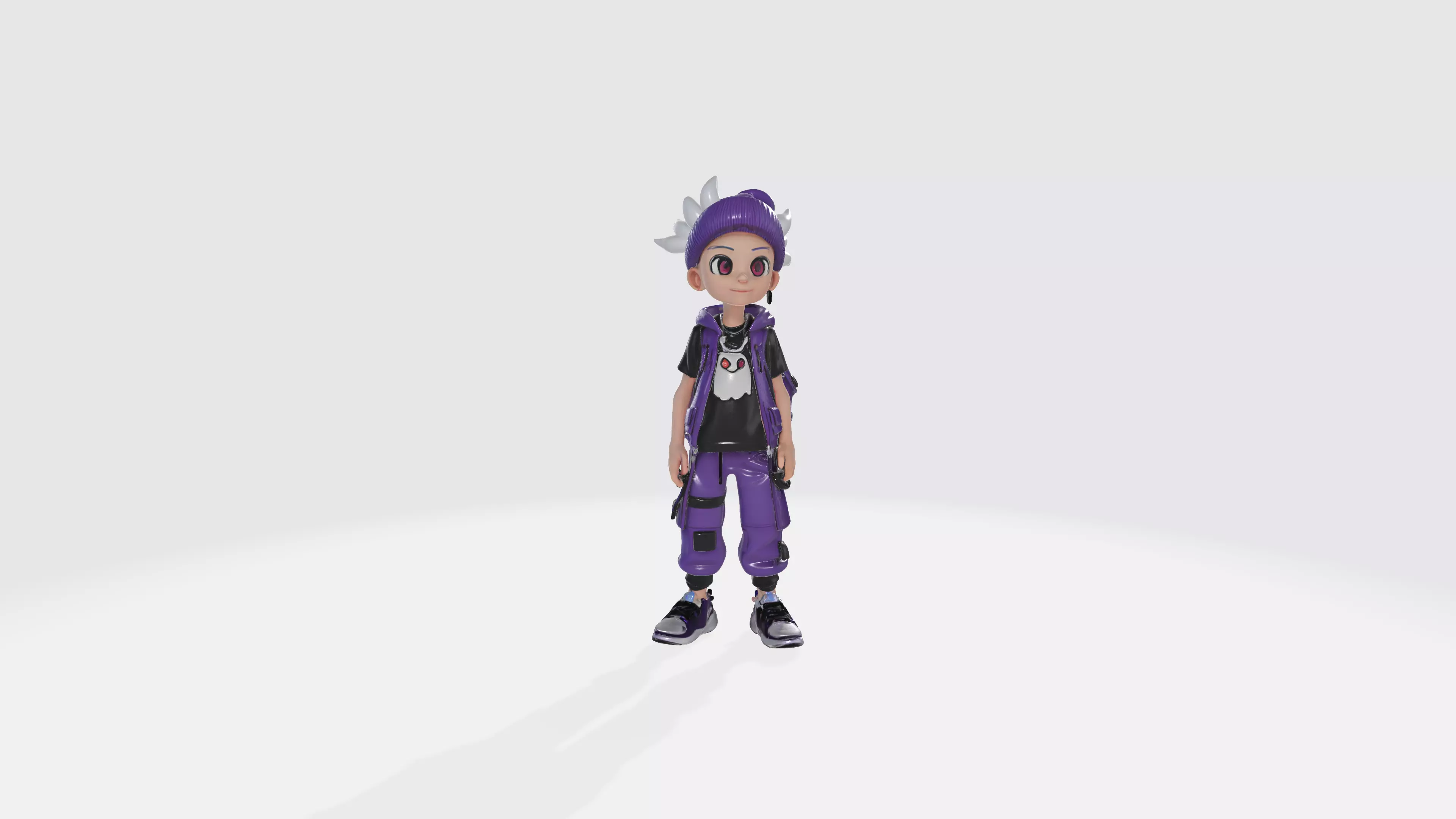 Gastly Skater - Low-Poly 3D Character Free low-poly 3D model