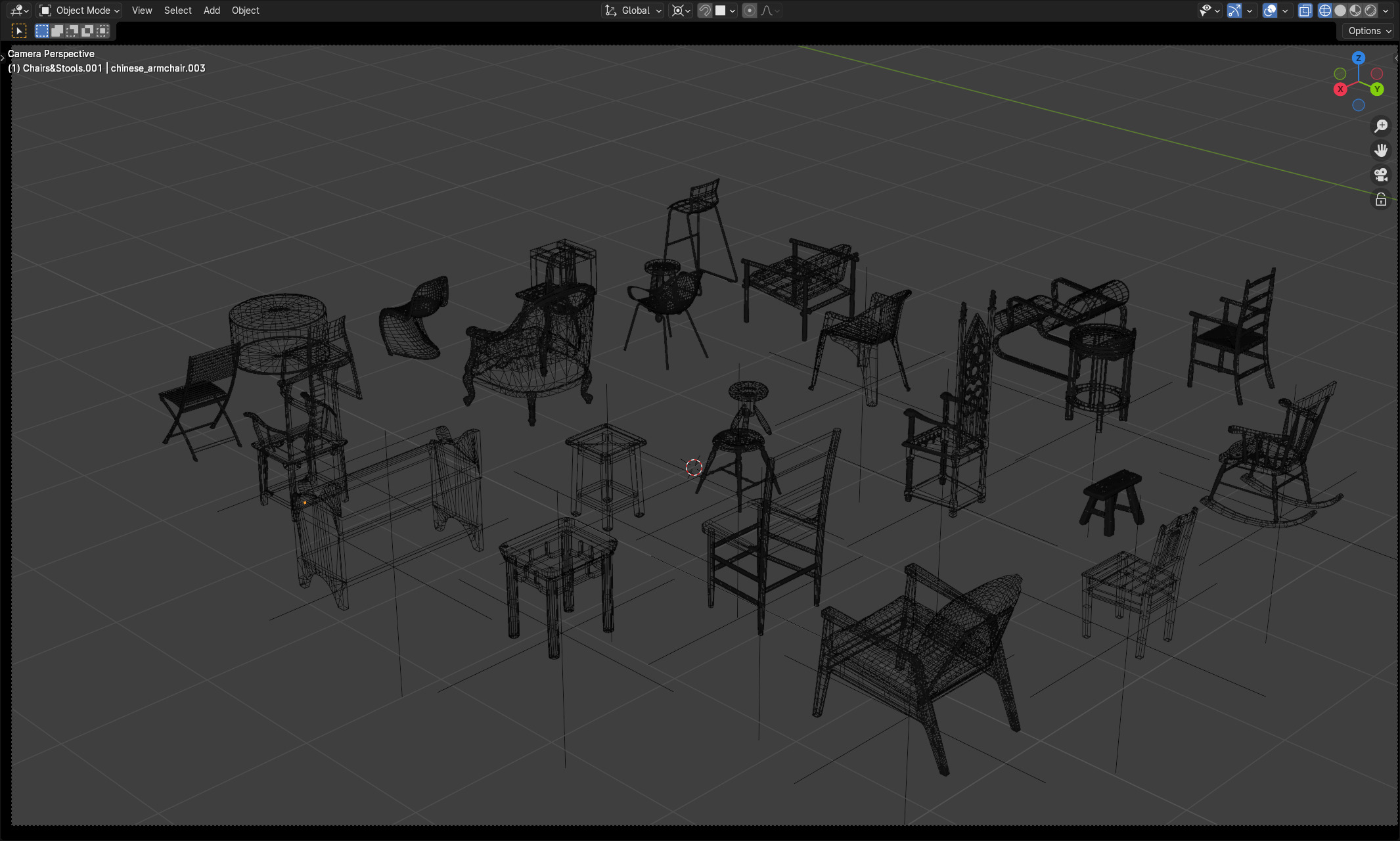 Chair and Stool 3D Model Pack Realistic and Optimized Assets Low-poly 3D model_5