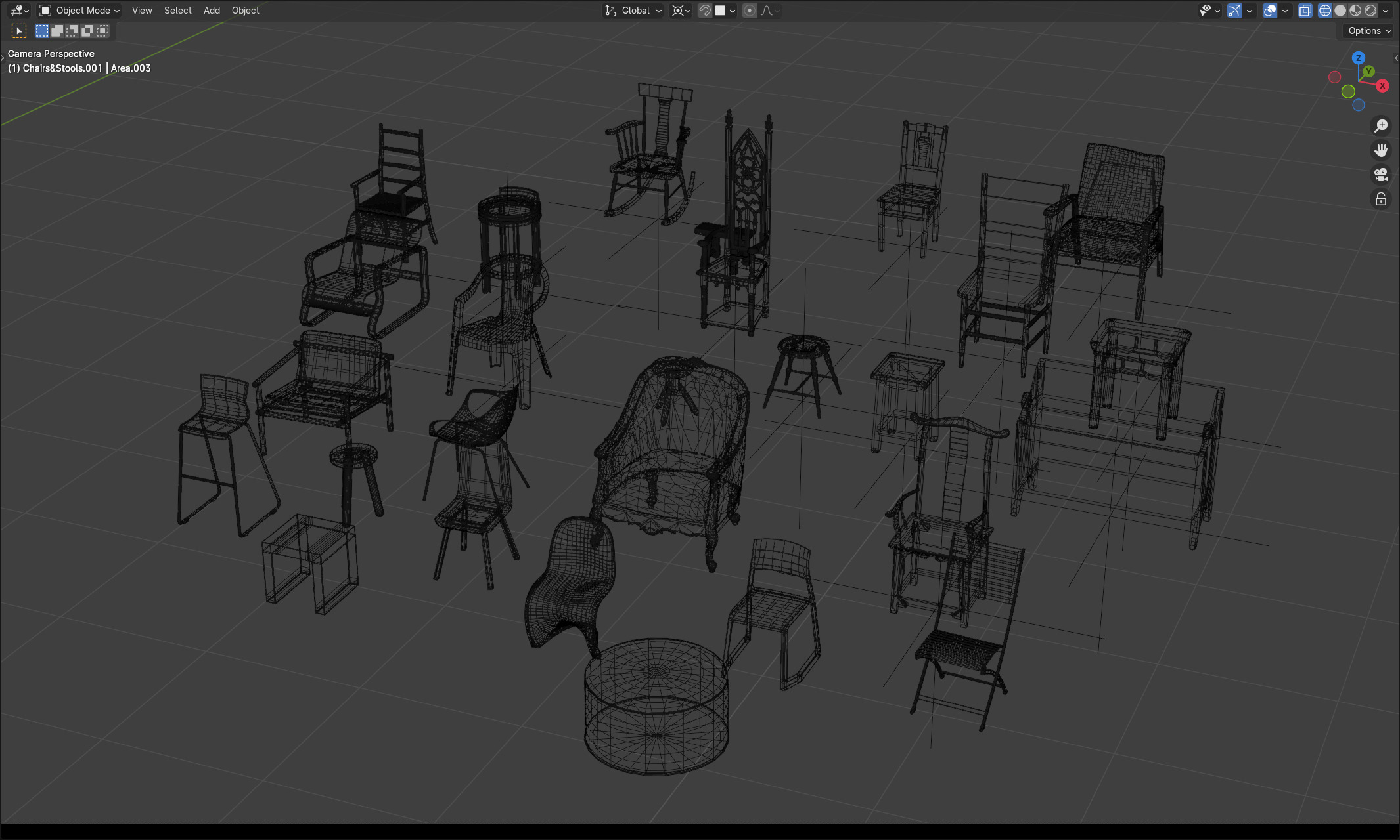 Chair and Stool 3D Model Pack Realistic and Optimized Assets Low-poly 3D model_4
