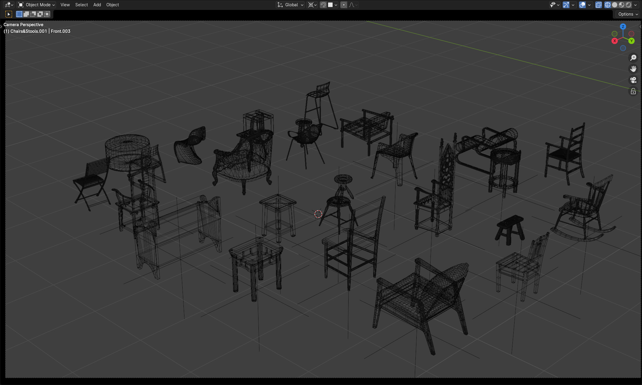 Chair and Stool 3D Model Pack Realistic and Optimized Assets Low-poly 3D model_6
