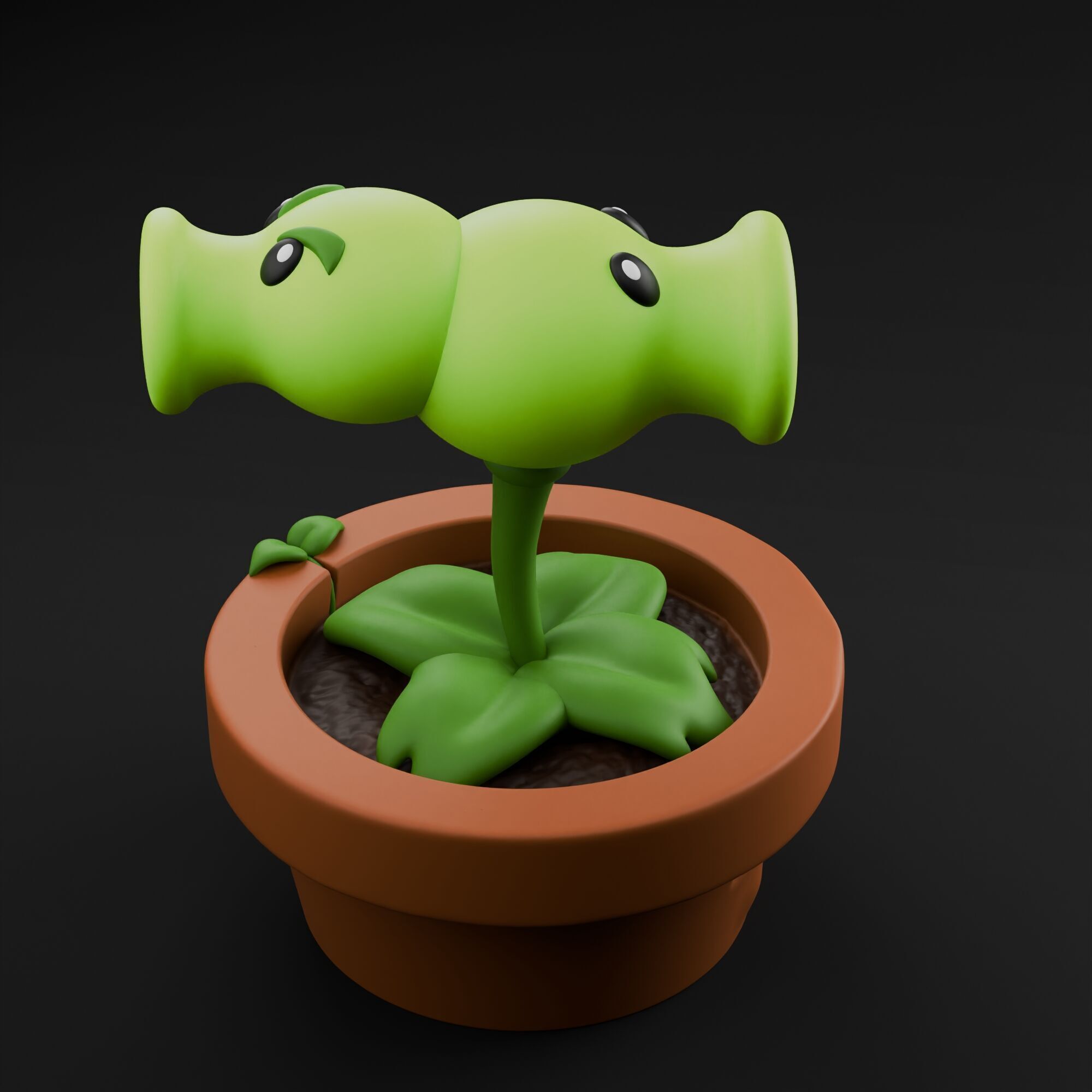 SplitPea Plants vs Zombies 3D print model_1