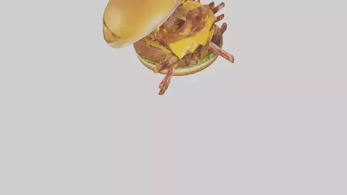 Cheeseburger with bacon model 3D model 7