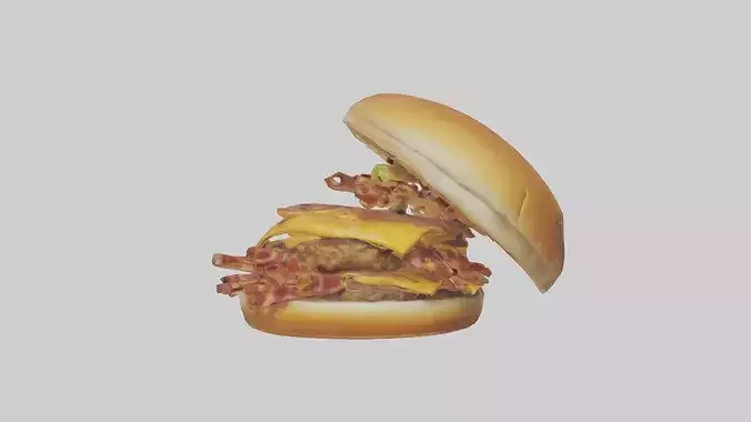 Cheeseburger with bacon model 3D model 2