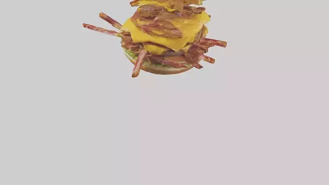 Cheeseburger with bacon model 3D model 6