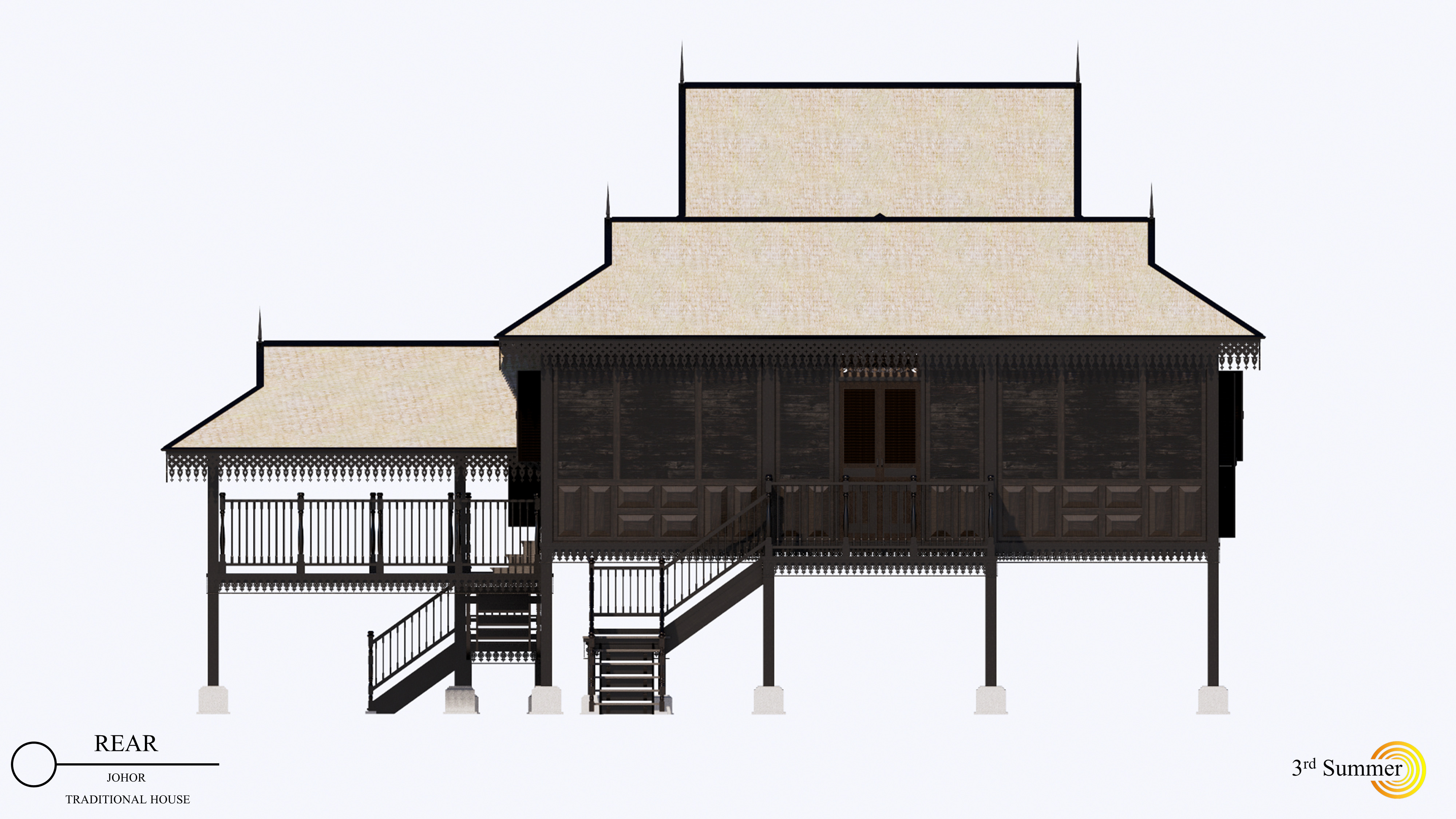 Johor Traditional House of Malaysia 3D model_7