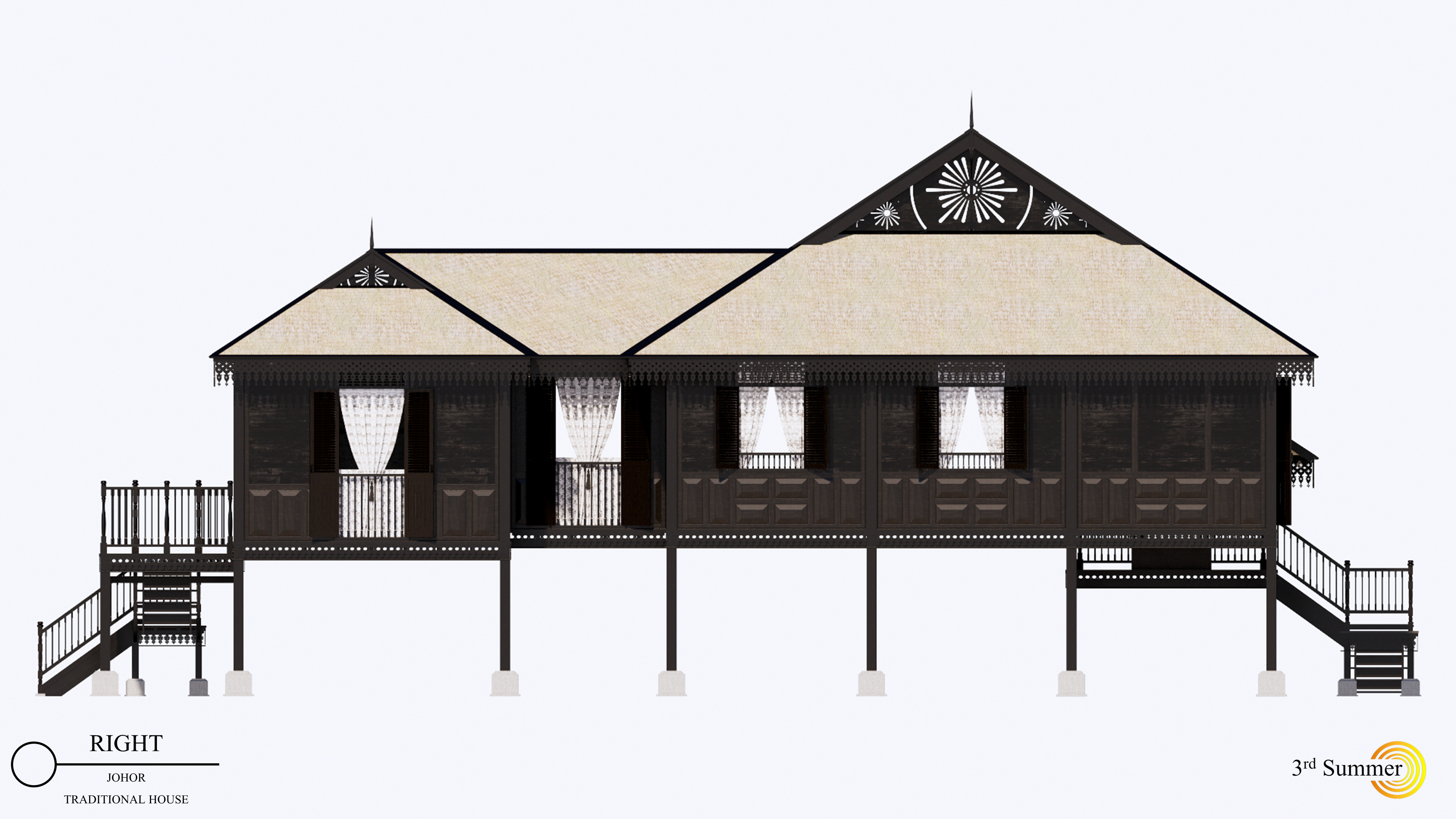 Johor Traditional House of Malaysia 3D model_6