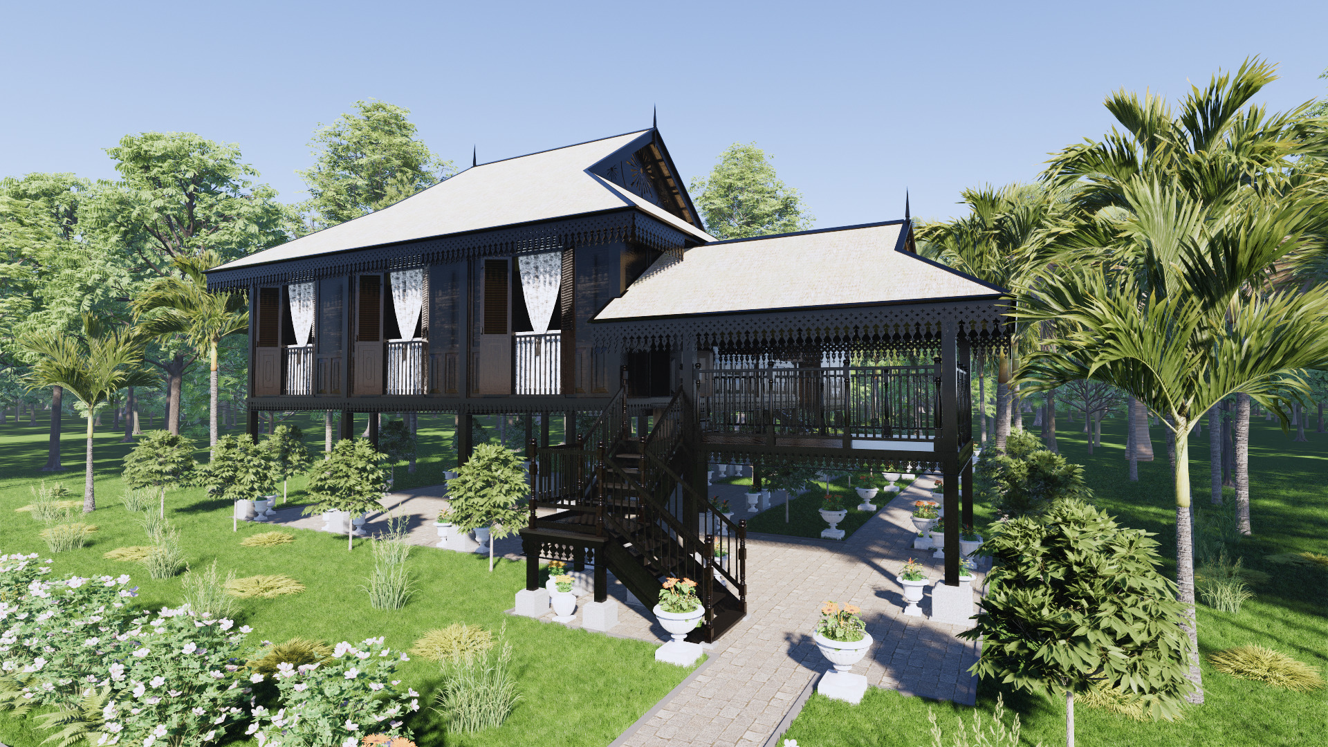 Johor Traditional House of Malaysia 3D model_1