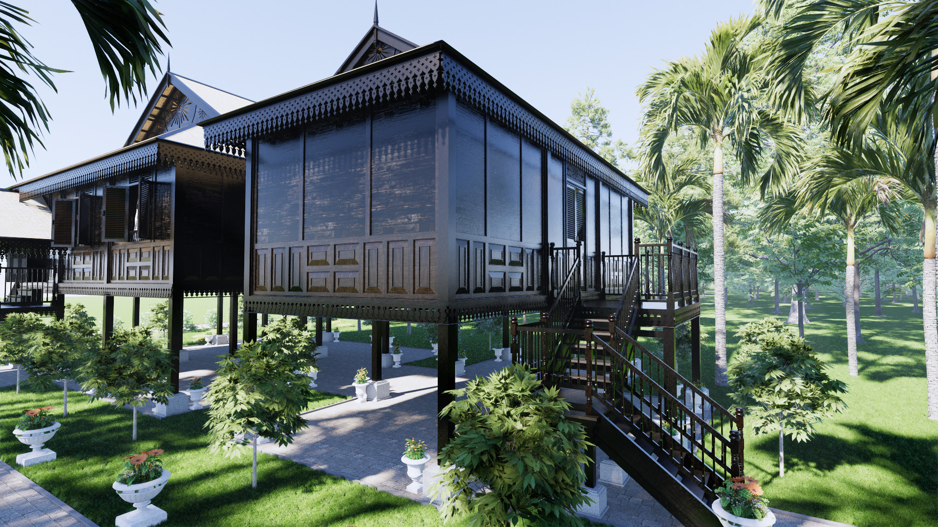 Johor Traditional House of Malaysia 3D model_3