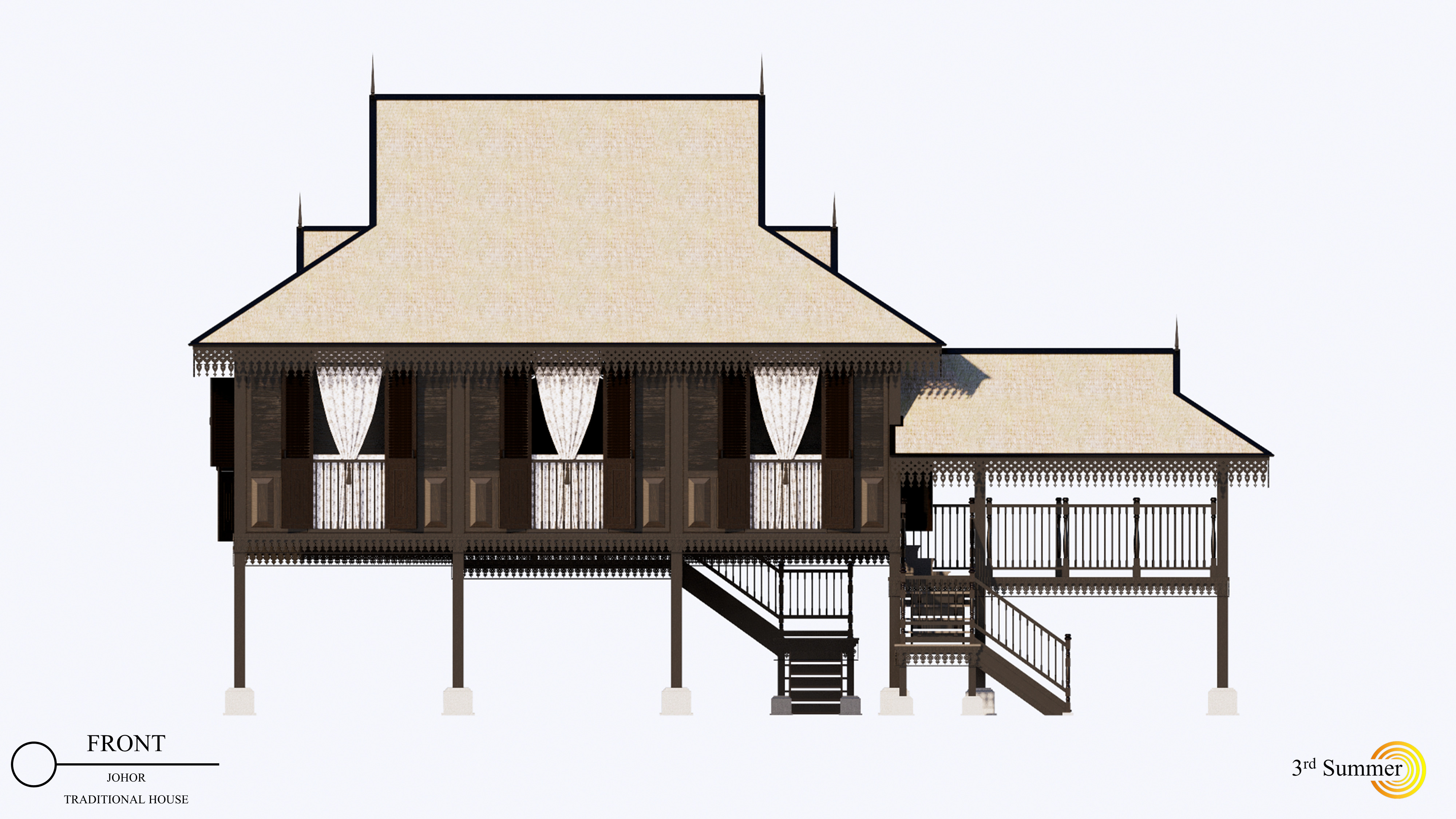Johor Traditional House of Malaysia 3D model_4
