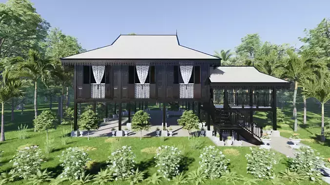 Johor Traditional House of Malaysia 3D model