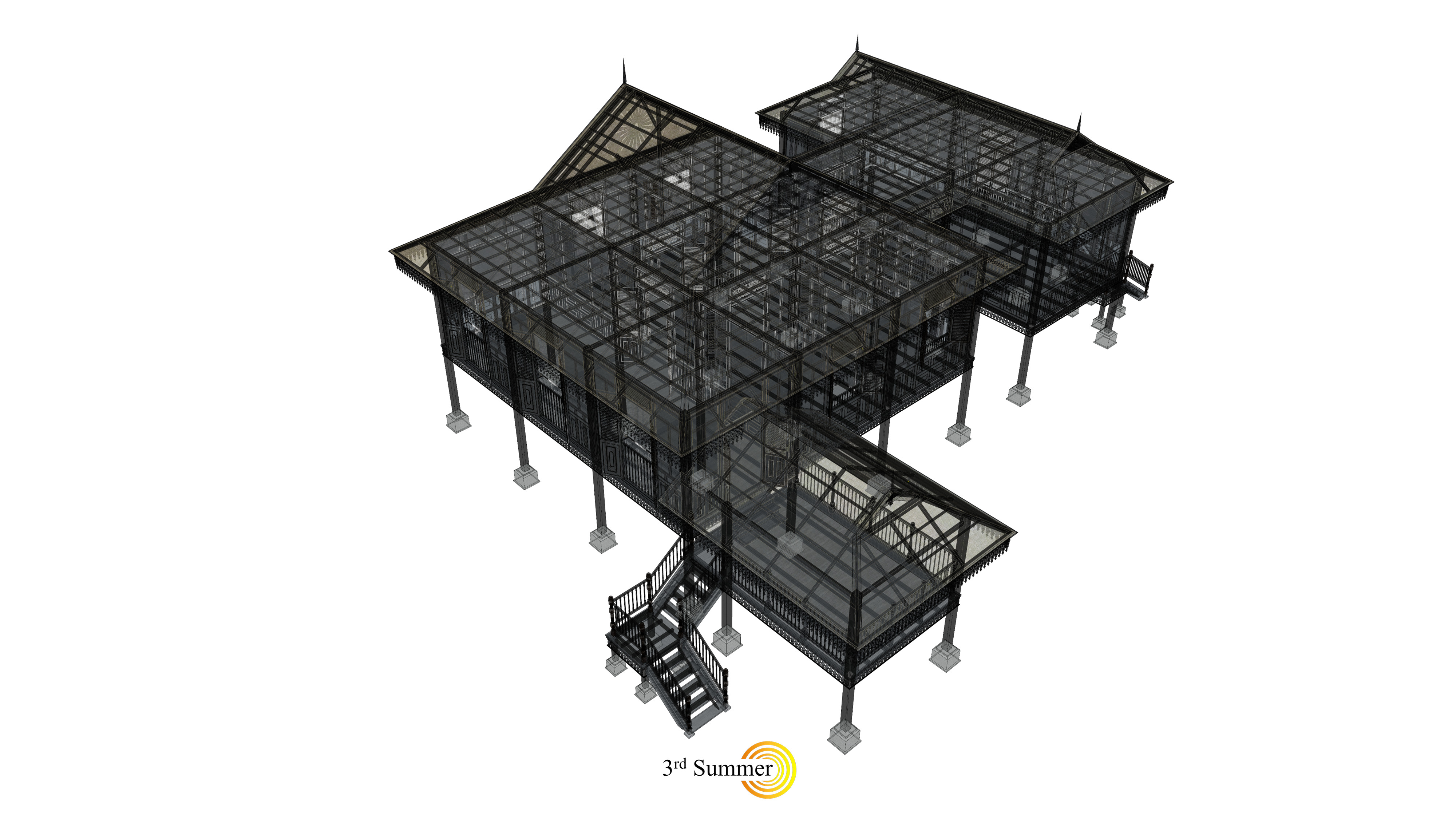 Johor Traditional House of Malaysia 3D model_9