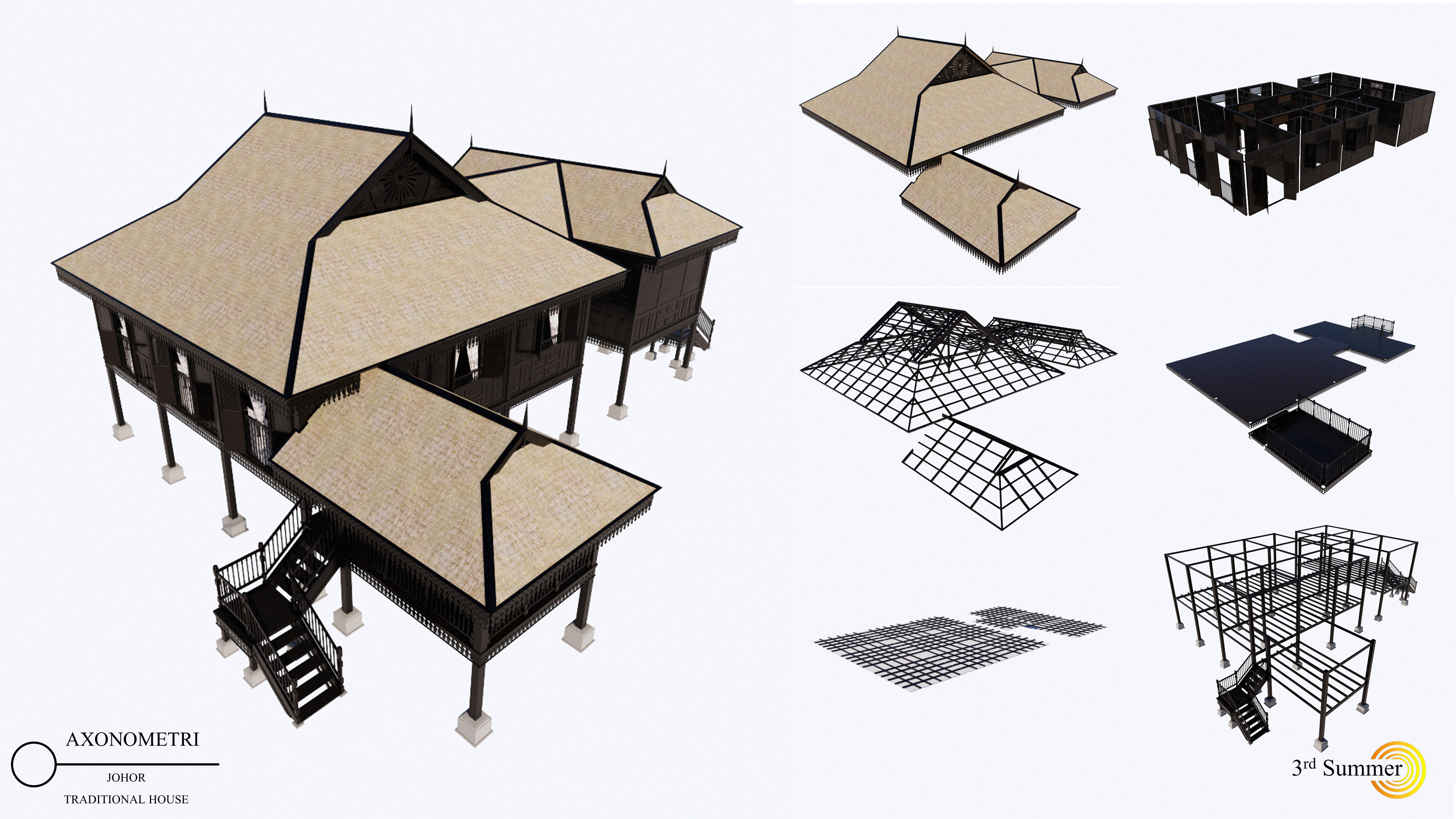 Johor Traditional House of Malaysia 3D model_8