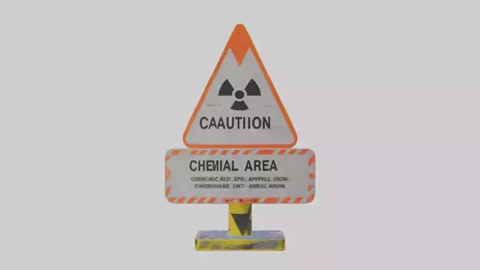 Chemical Spill Area Caution Sign model 3D model