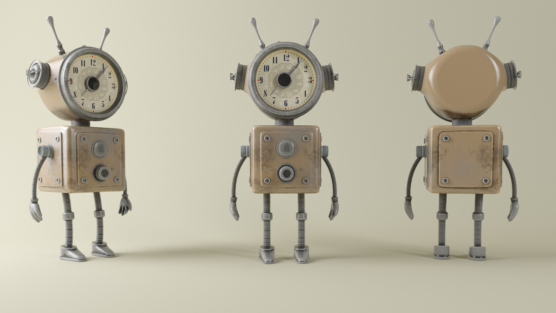 Old Alarm Robot Low-poly 3D model_4