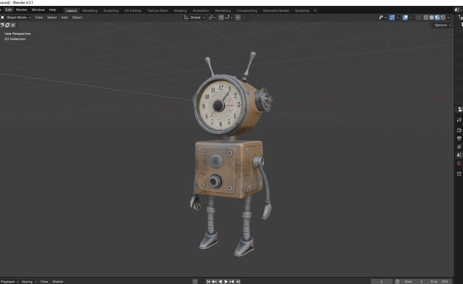 Old Alarm Robot Low-poly 3D model_13