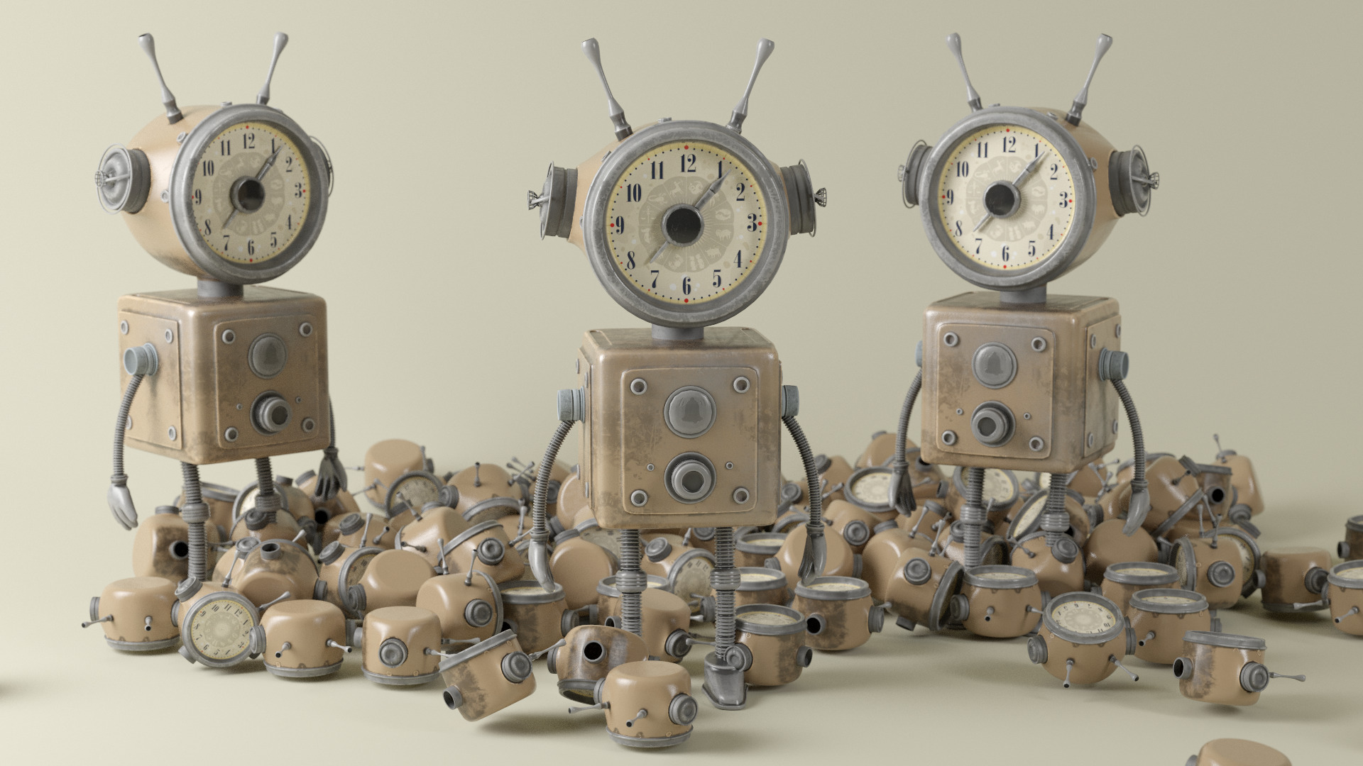 Old Alarm Robot Low-poly 3D model_24