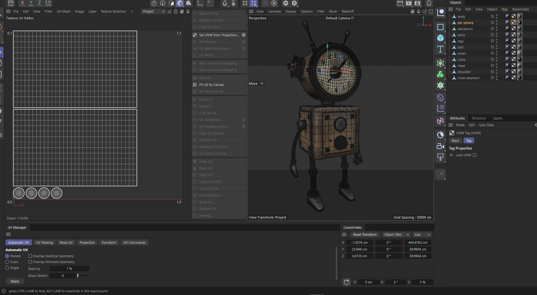 Old Alarm Robot Low-poly 3D model_17