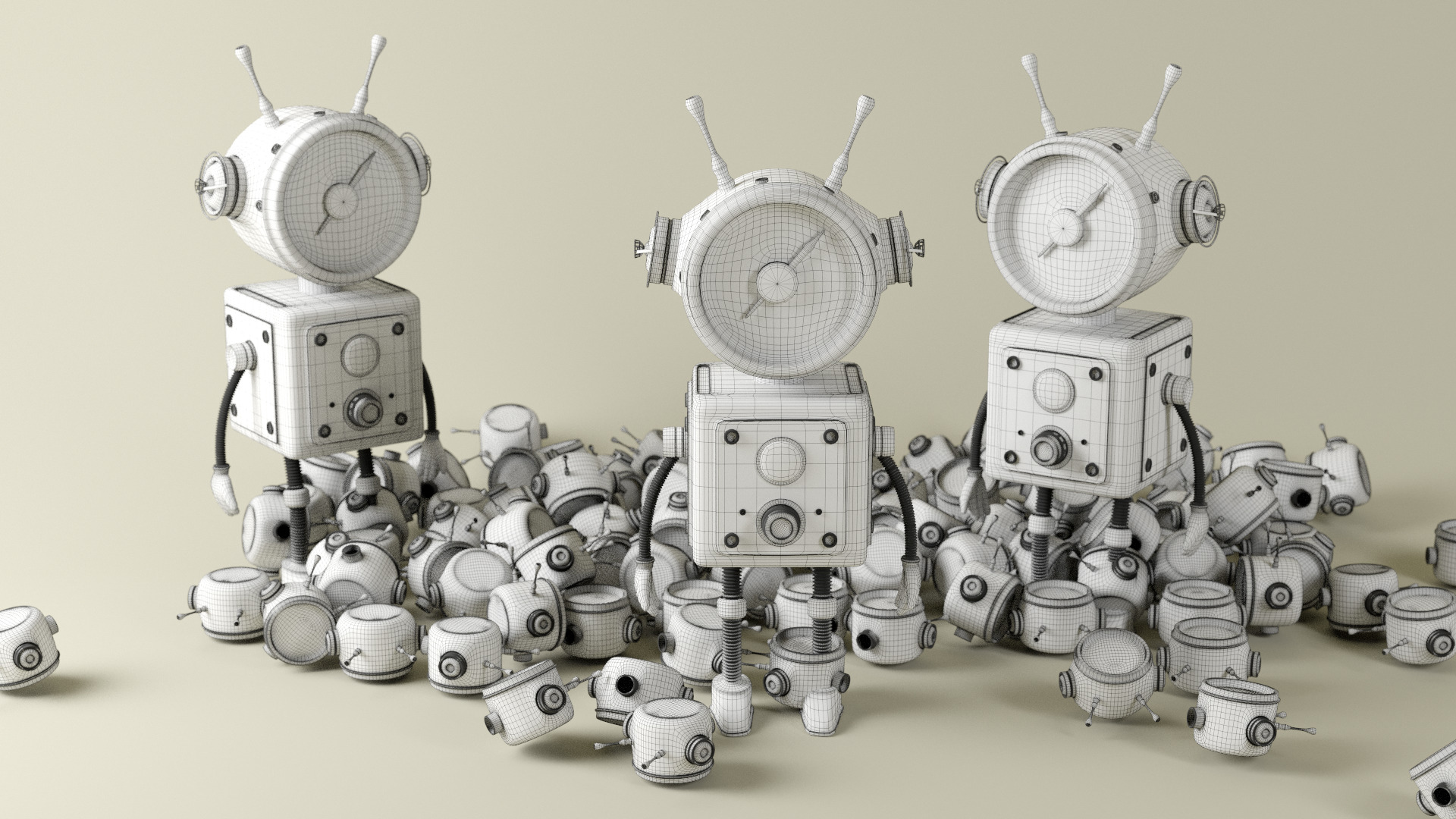 Old Alarm Robot Low-poly 3D model_8