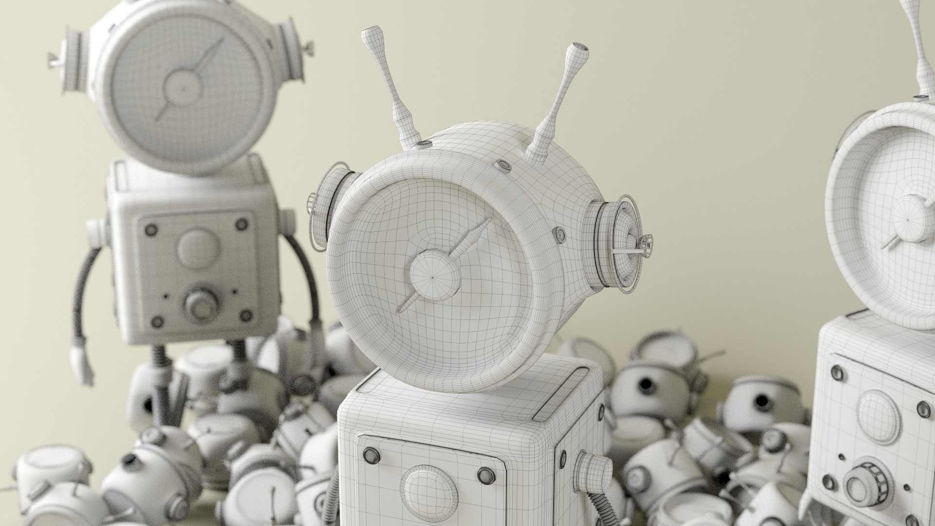 Old Alarm Robot Low-poly 3D model_9