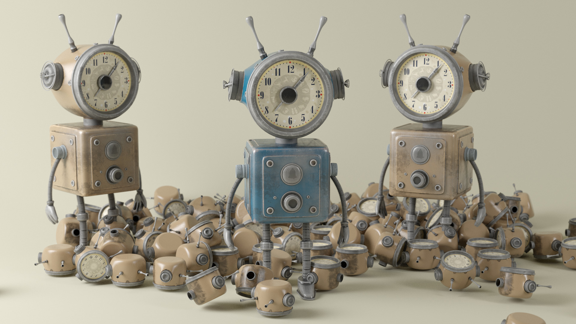Old Alarm Robot Low-poly 3D model_2