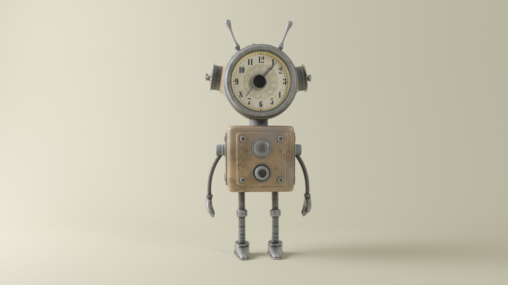 Old Alarm Robot Low-poly 3D model_5
