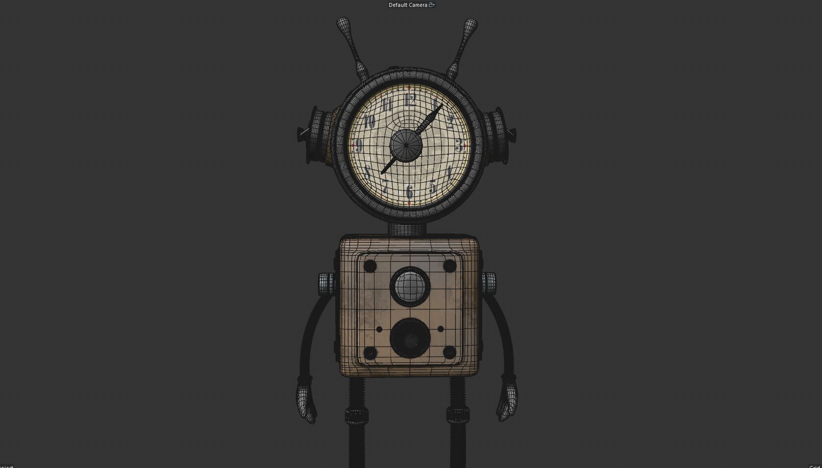 Old Alarm Robot Low-poly 3D model_14