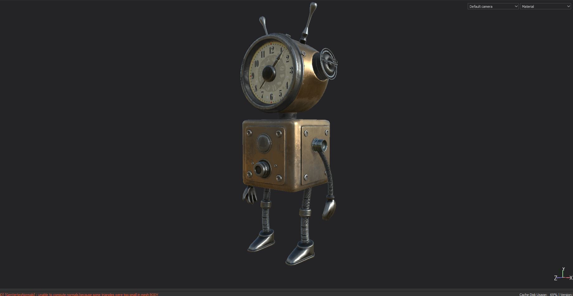 Old Alarm Robot Low-poly 3D model_11